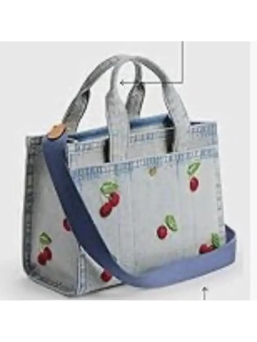 Coach Cargo Tote 26 in Denim Multi with Cherry Embroidery NWT - Picture 4 of 5